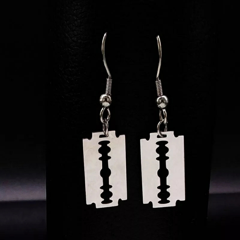 Small Razor Blade Drop Earrings